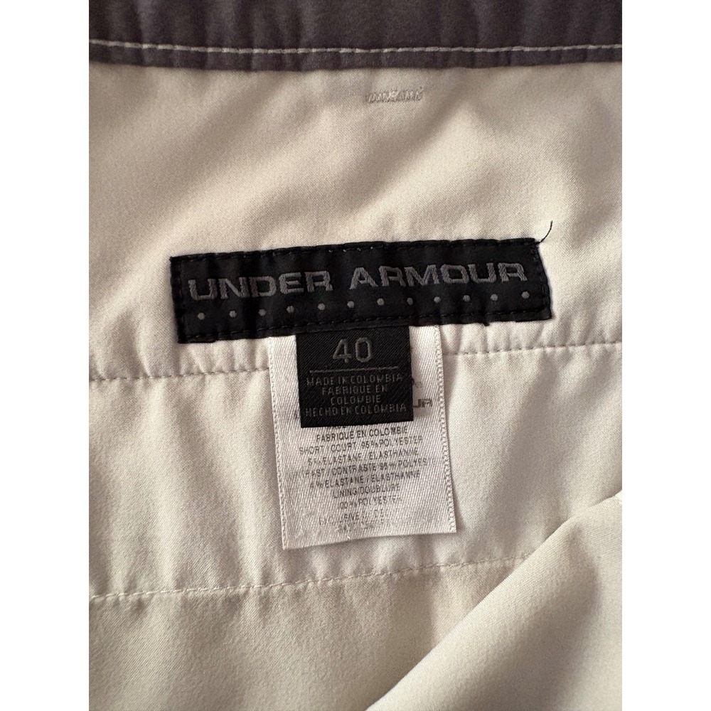 Under Armour Mens Size 40 Golf Shorts Tan Plaid Flat Front Performance Stretch - Picture 7 of 8